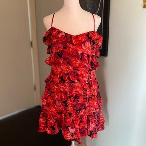 Floral ruffled fitted dress